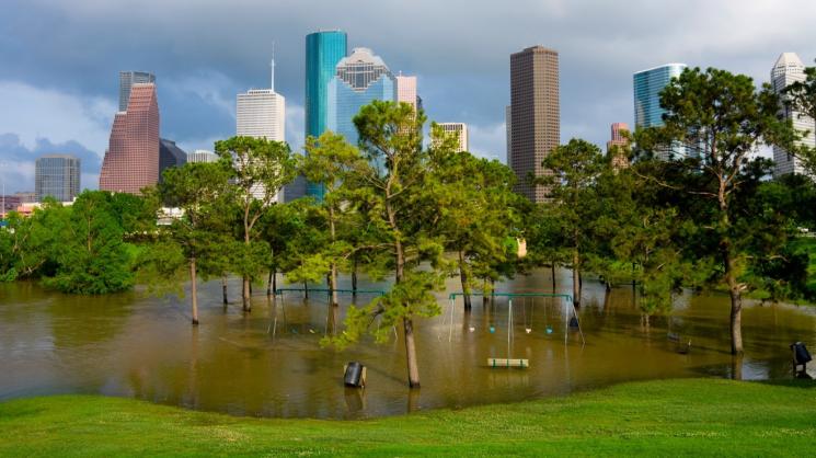 Flooded playground in Houston, Texas. Photo by: Photoquest