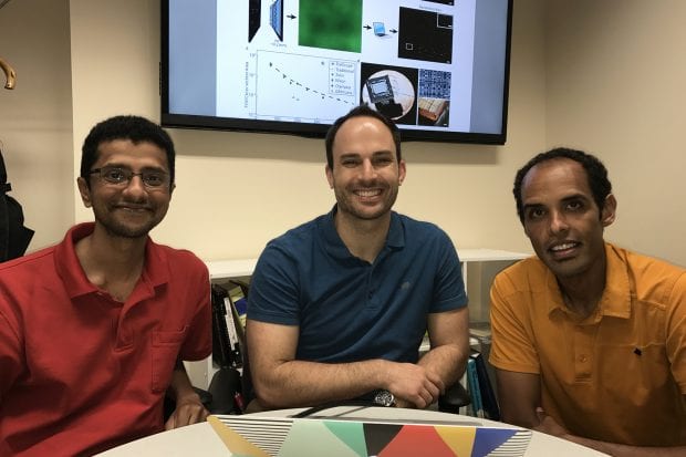 Rice University MOANA engineering researchers (from left) Ashok Veeraraghavan, Jacob Robinson and Caleb Kemere.
(Photo by M. Williams/Rice University)