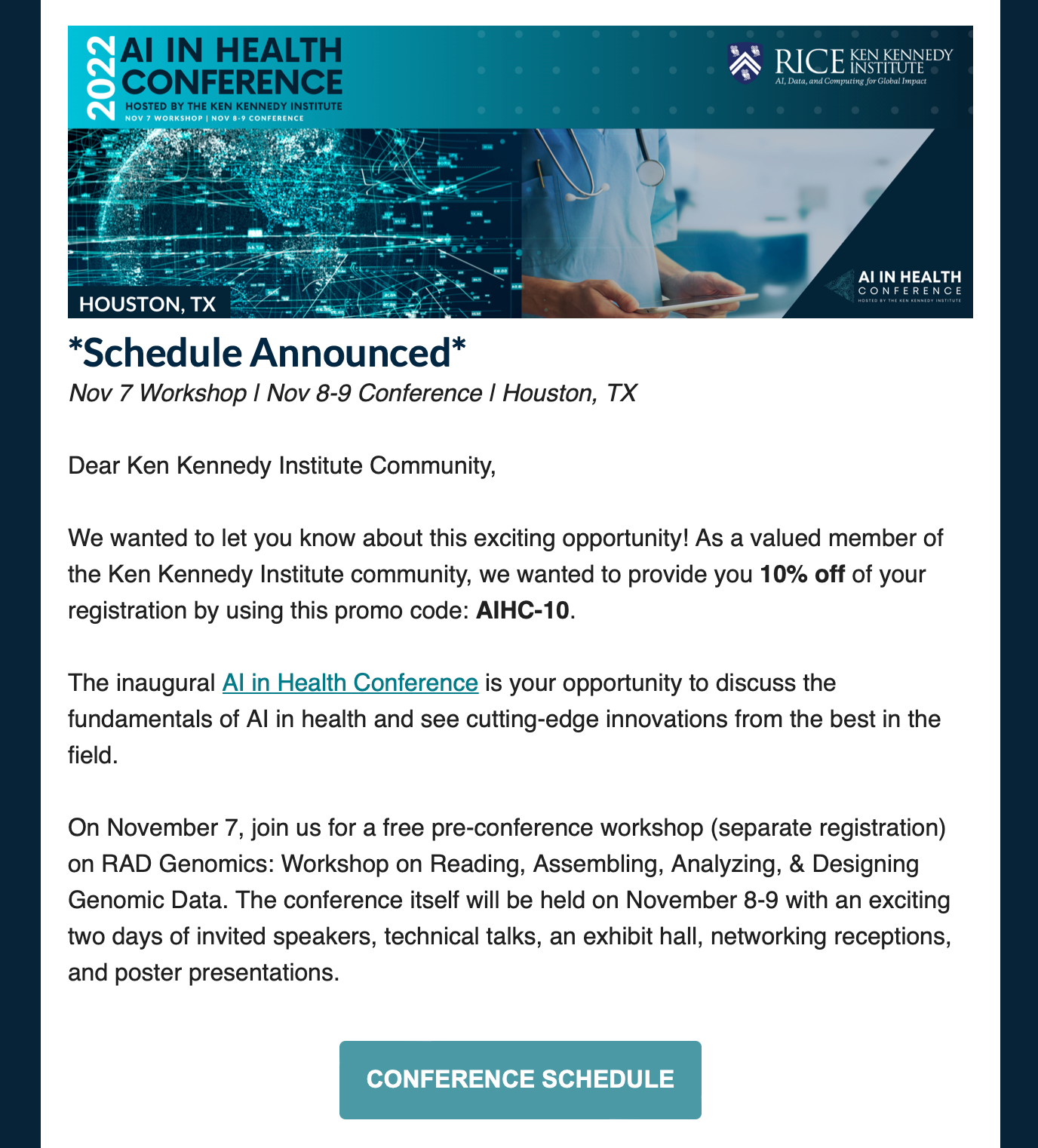 2022 AI In Health Conference - Schedule Announced