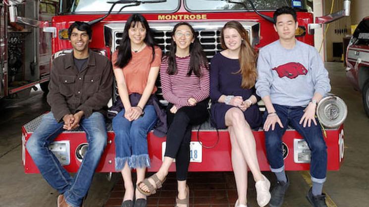 A team of just-graduated Rice University alumni – from left, Ashwin Varma, Shannon Chen, Lynn Zhu, Erin Kreus and Jesse Pan – presented recommendations to the Houston City Council Public Safety Committee.