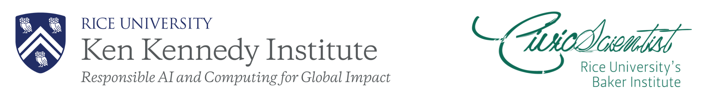 Ken Kennedy Institute and Baker Civic Scientist logos