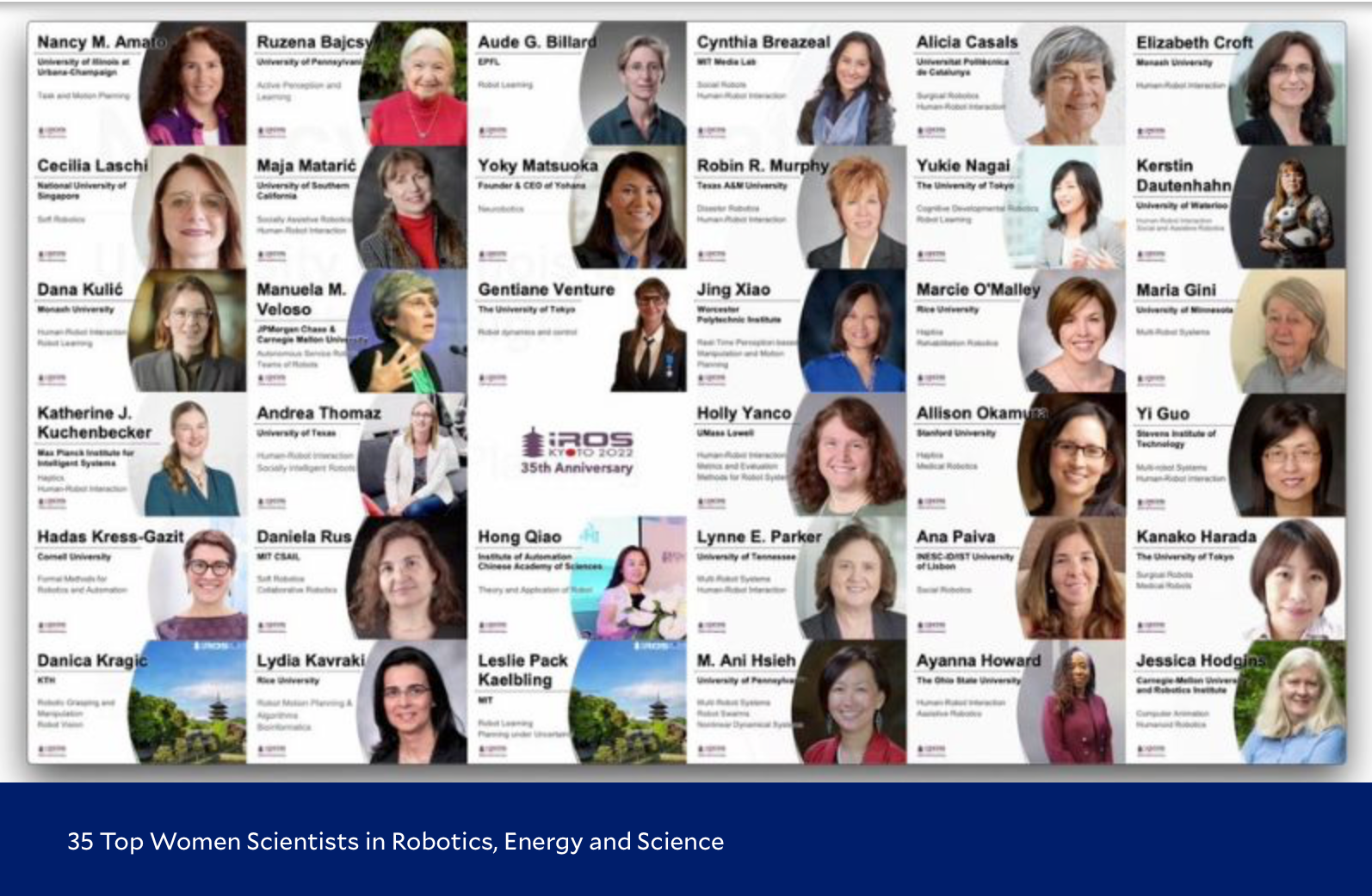 Full iROS list of 35 top women scientists